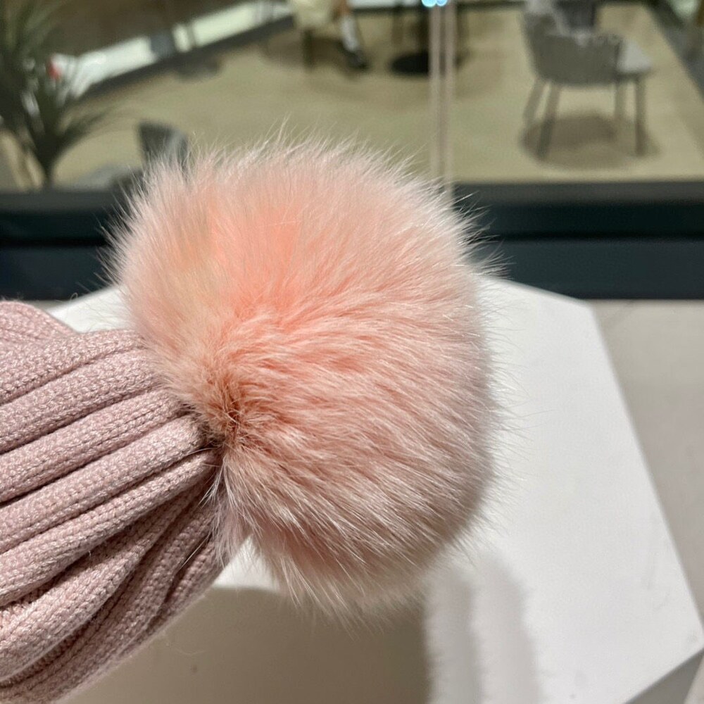 Prada Two Tone Knit Beanie with Pom Pom - Picture 3 of 8